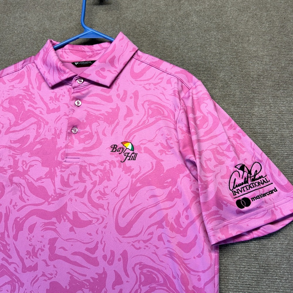 Bay Hill Arnold Palmer Invitational Polo Shirt Men's Medium Pink Abstract Camo